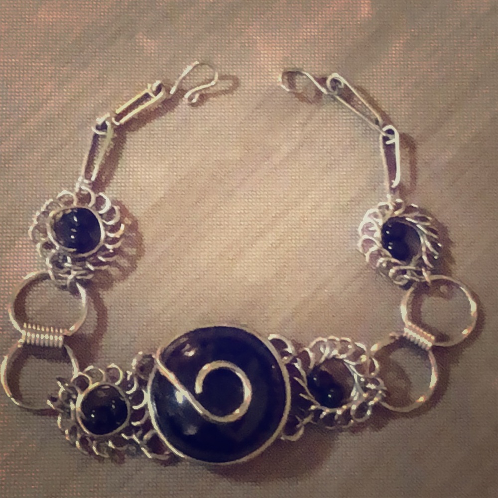 Black and silver bracelet